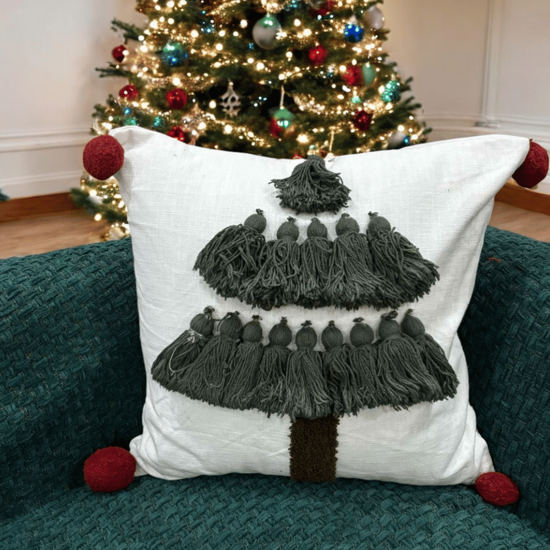 Merry Tassel Christmas Cushion Cover