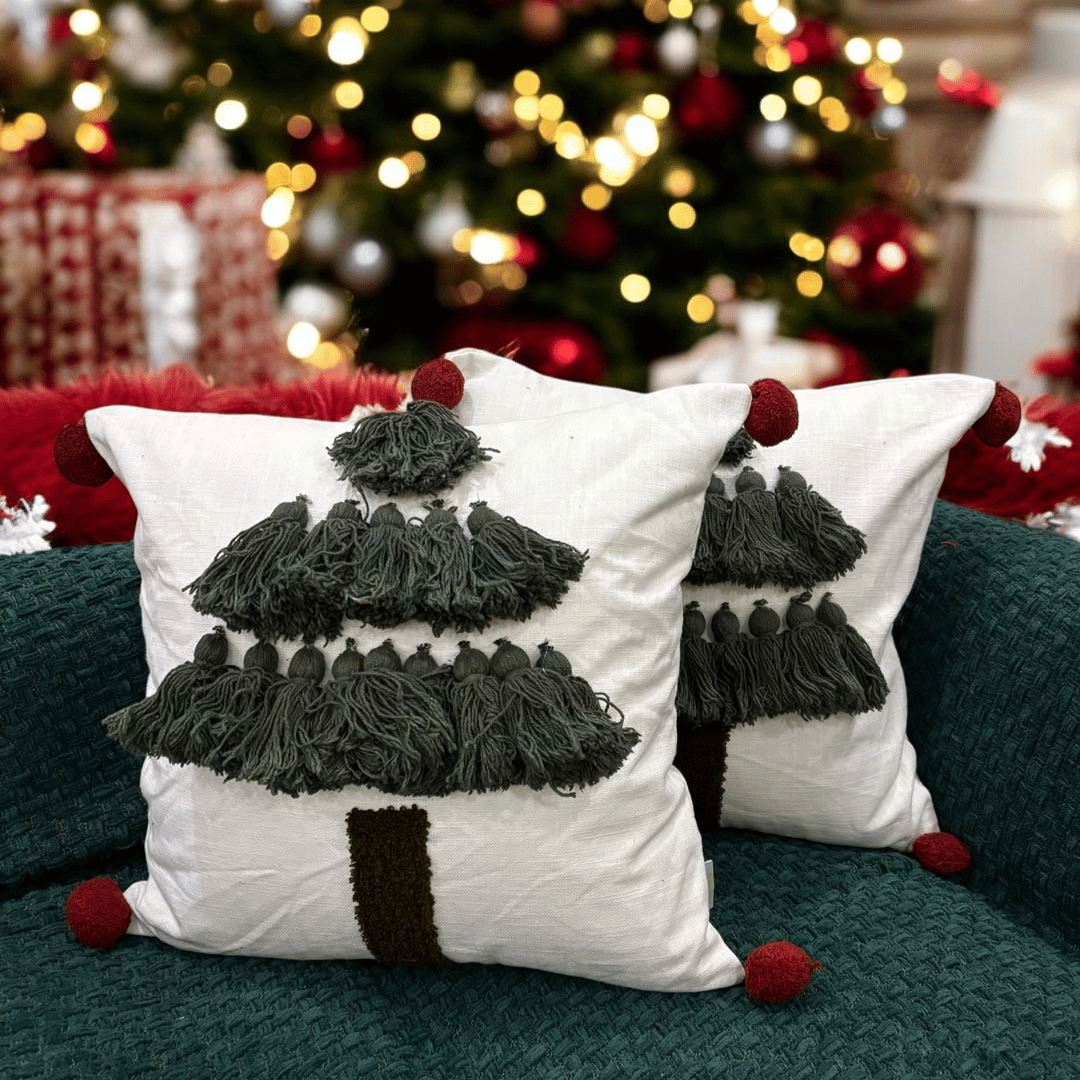 Merry Tassel Christmas Cushion Cover