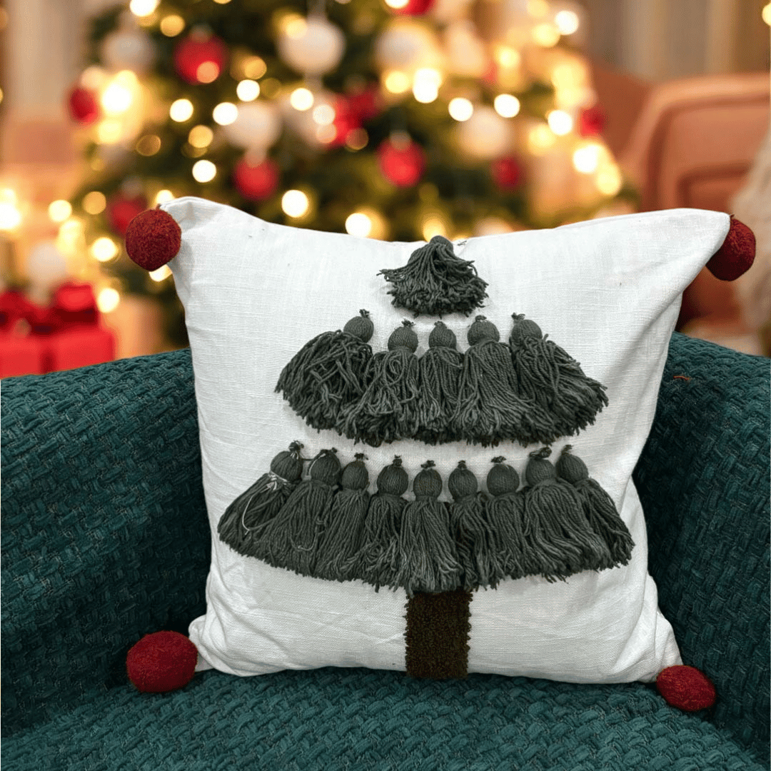 Merry Tassel Christmas Cushion Cover