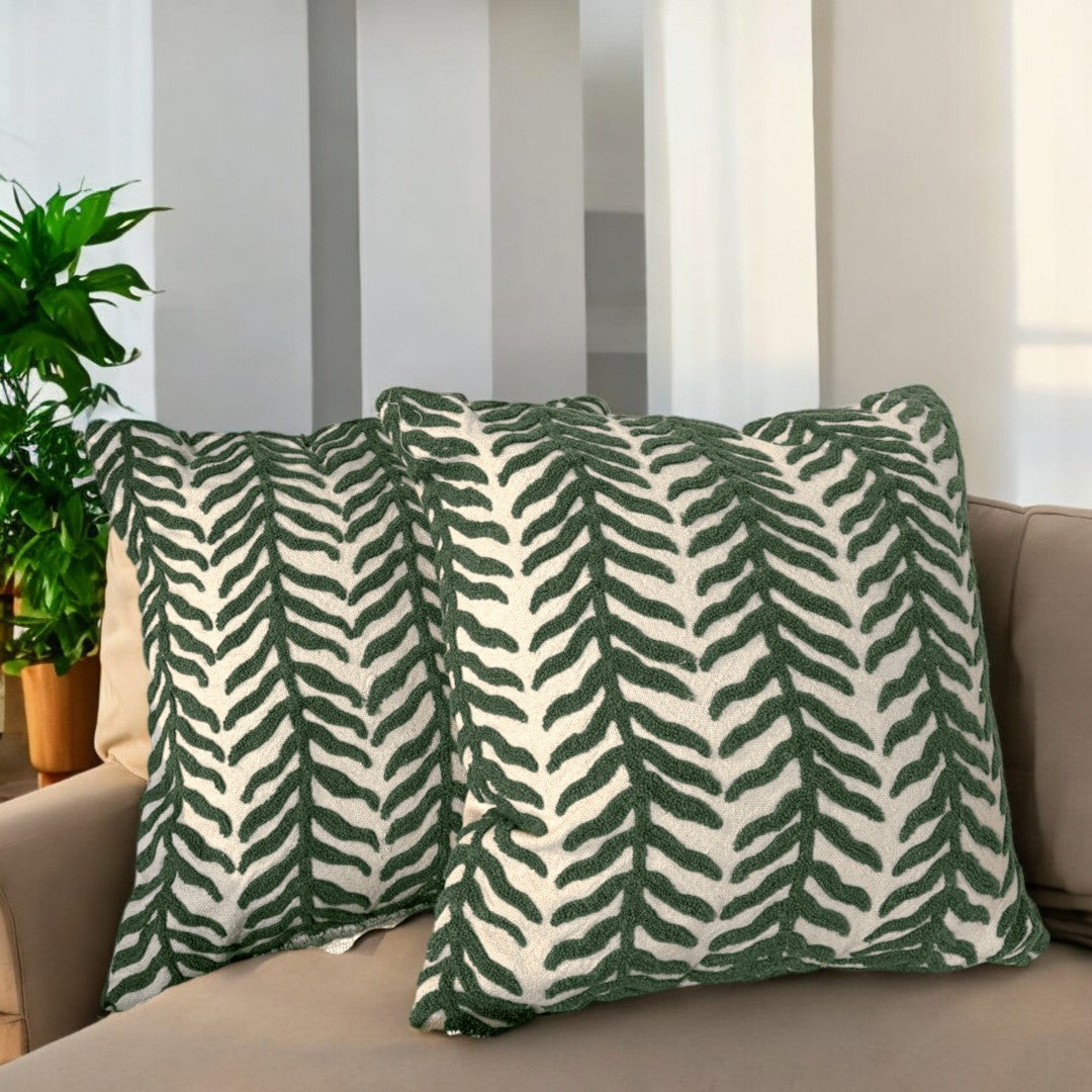 Midnight Fern Tufted Cushion Cover