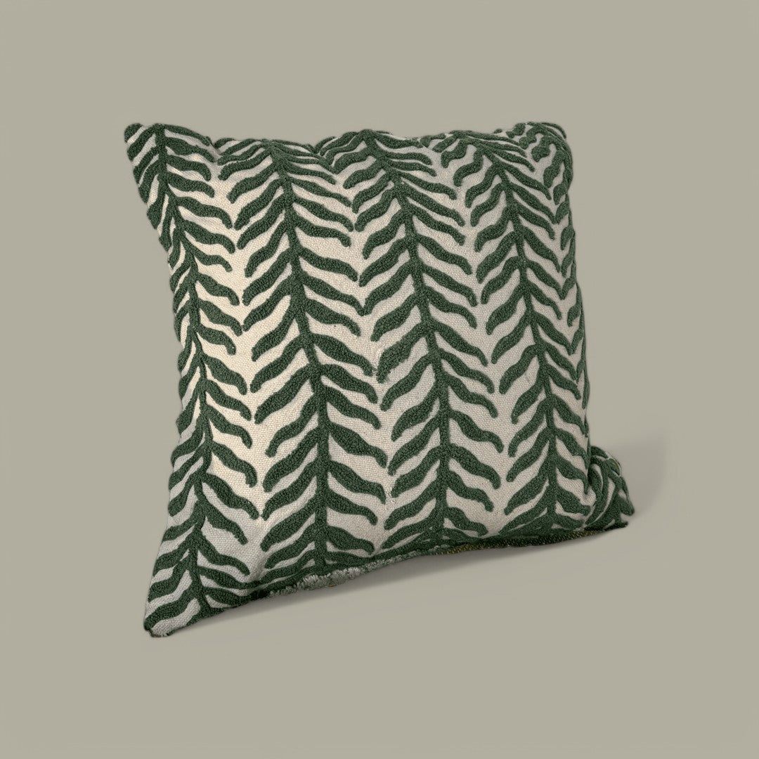 Midnight Fern Tufted Cushion Cover