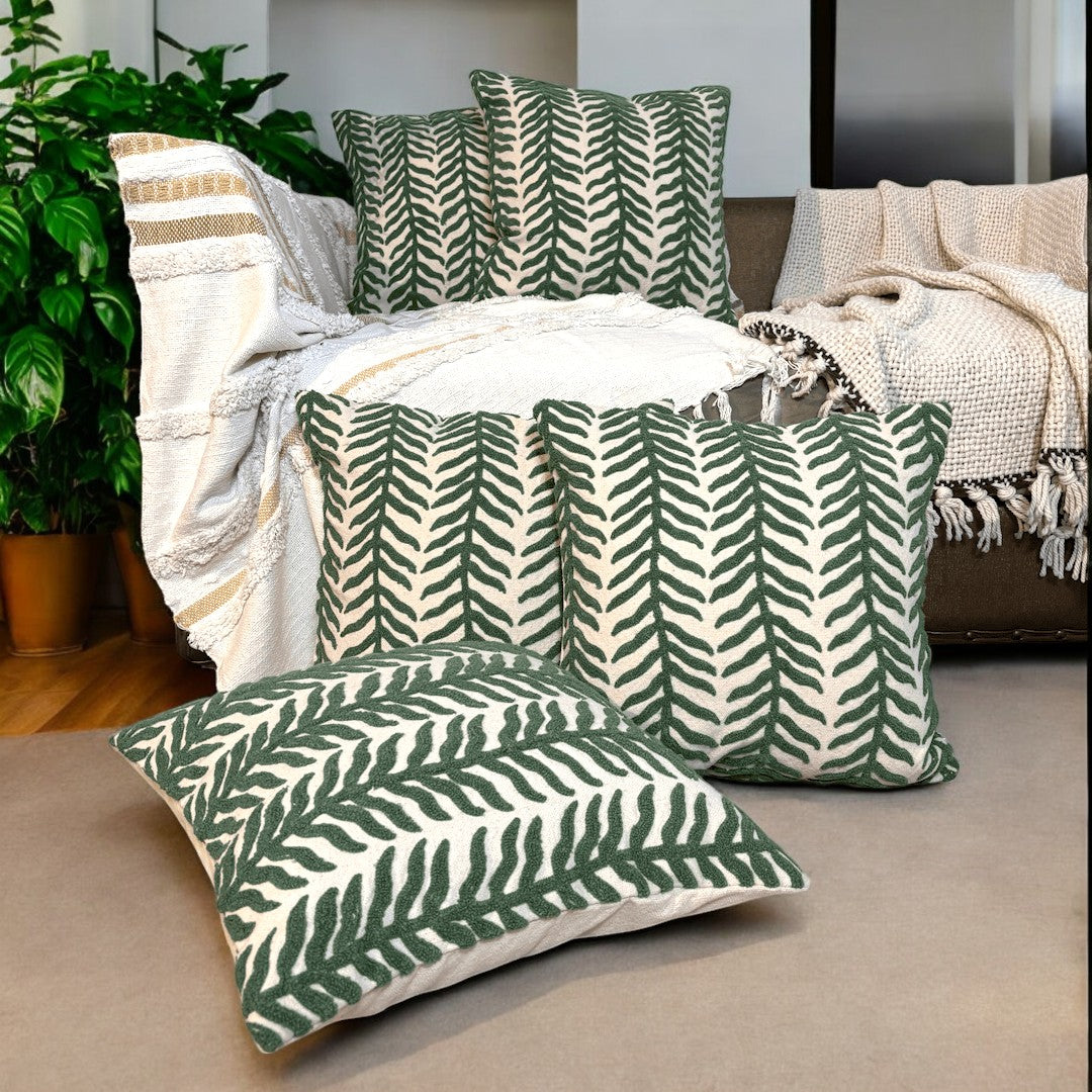 Midnight Fern Tufted Cushion Cover