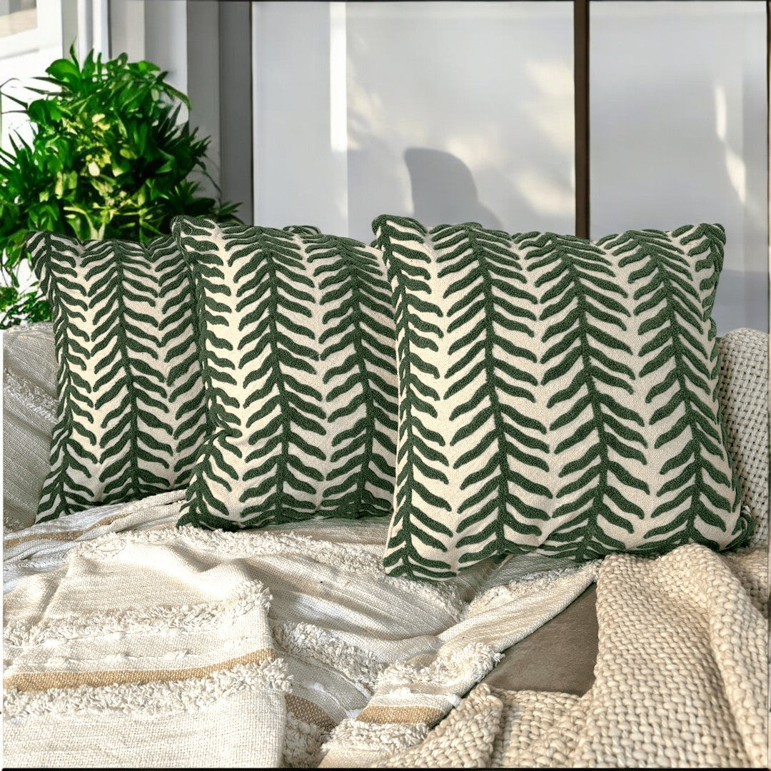 Midnight Fern Tufted Cushion Cover