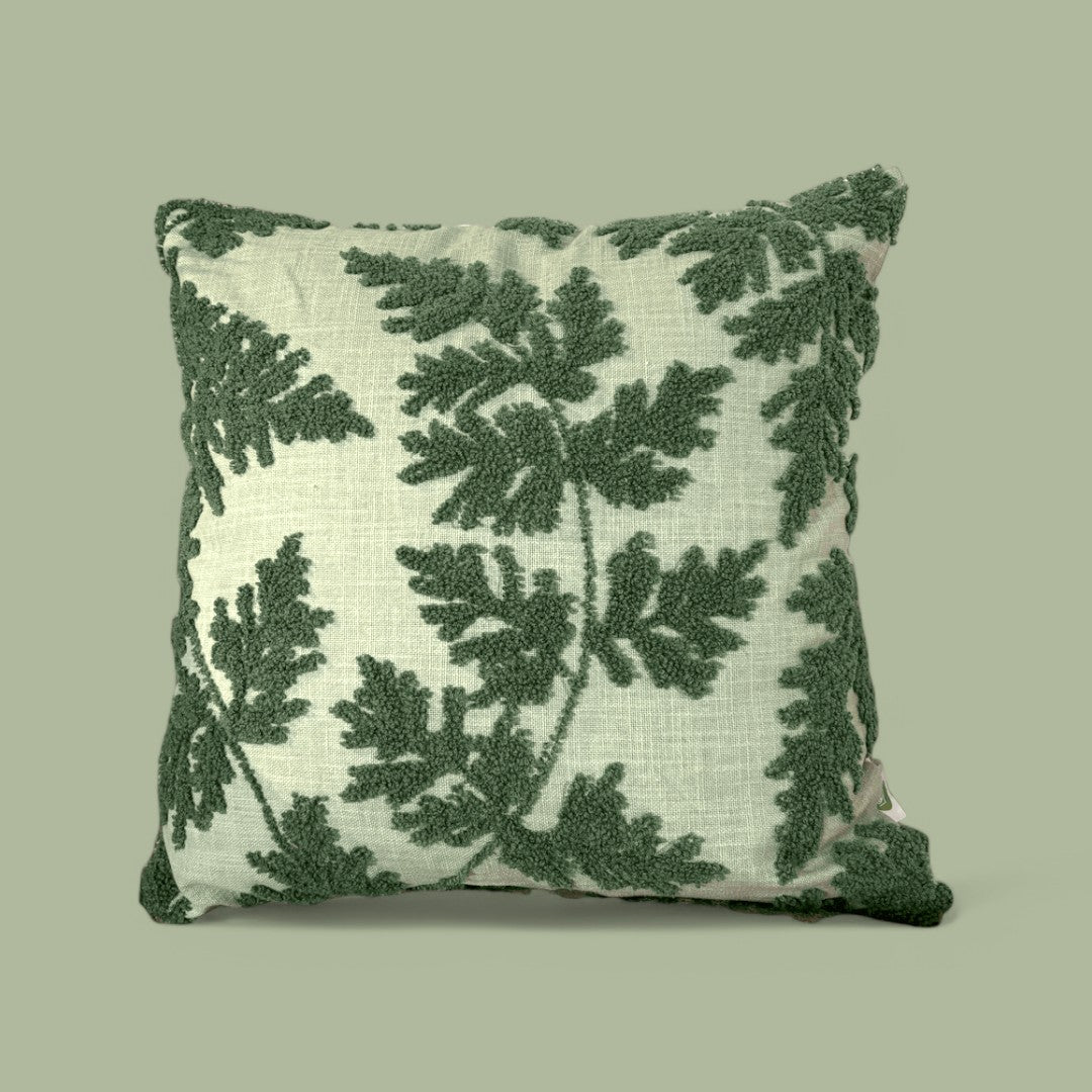 Mint Fern Tufted Cushion Cover