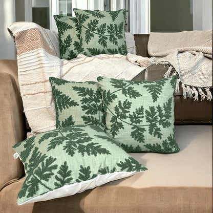 Mint Fern Tufted Cushion Cover