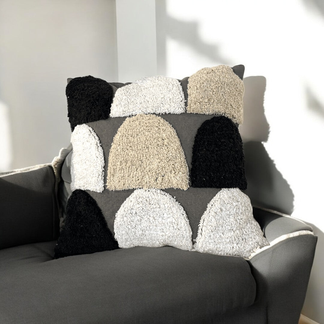 Monochrome Blocks Tufted Cushion Cover