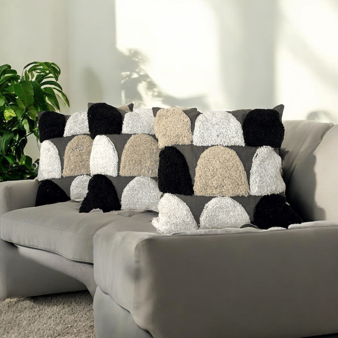 Monochrome Blocks Tufted Cushion Cover