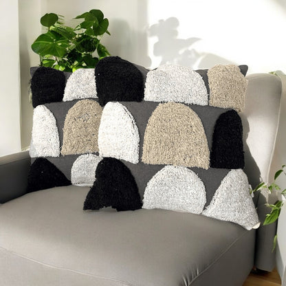 Monochrome Blocks Tufted Cushion Cover