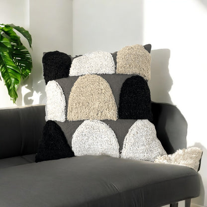 Monochrome Blocks Tufted Cushion Cover