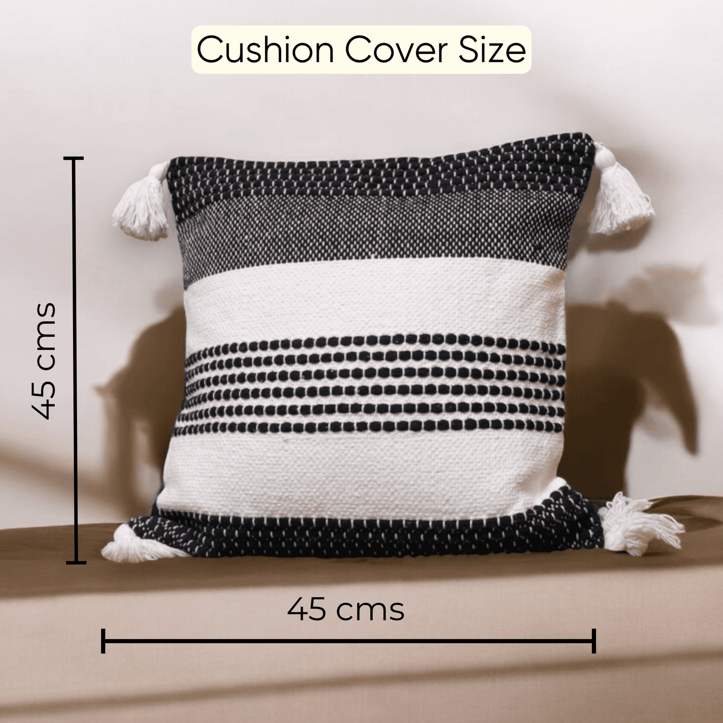 Monochrome Stripes Tufted Cushion Cover