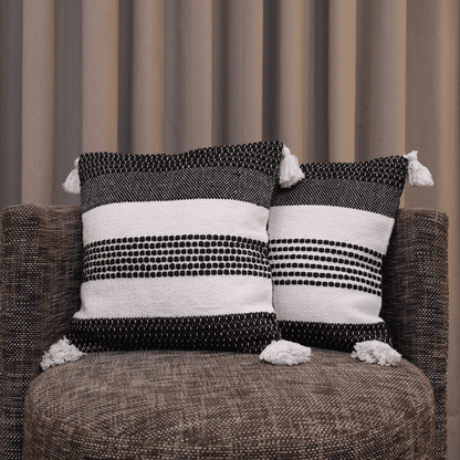 Monochrome Stripes Tufted Cushion Cover