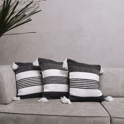 Monochrome Stripes Tufted Cushion Cover