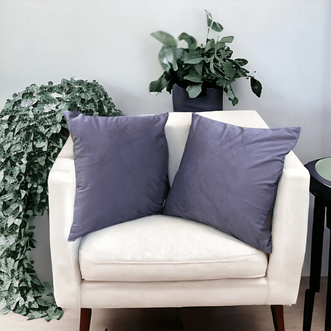 Mystic Grey Velvet Cushion Cover - Set of 2