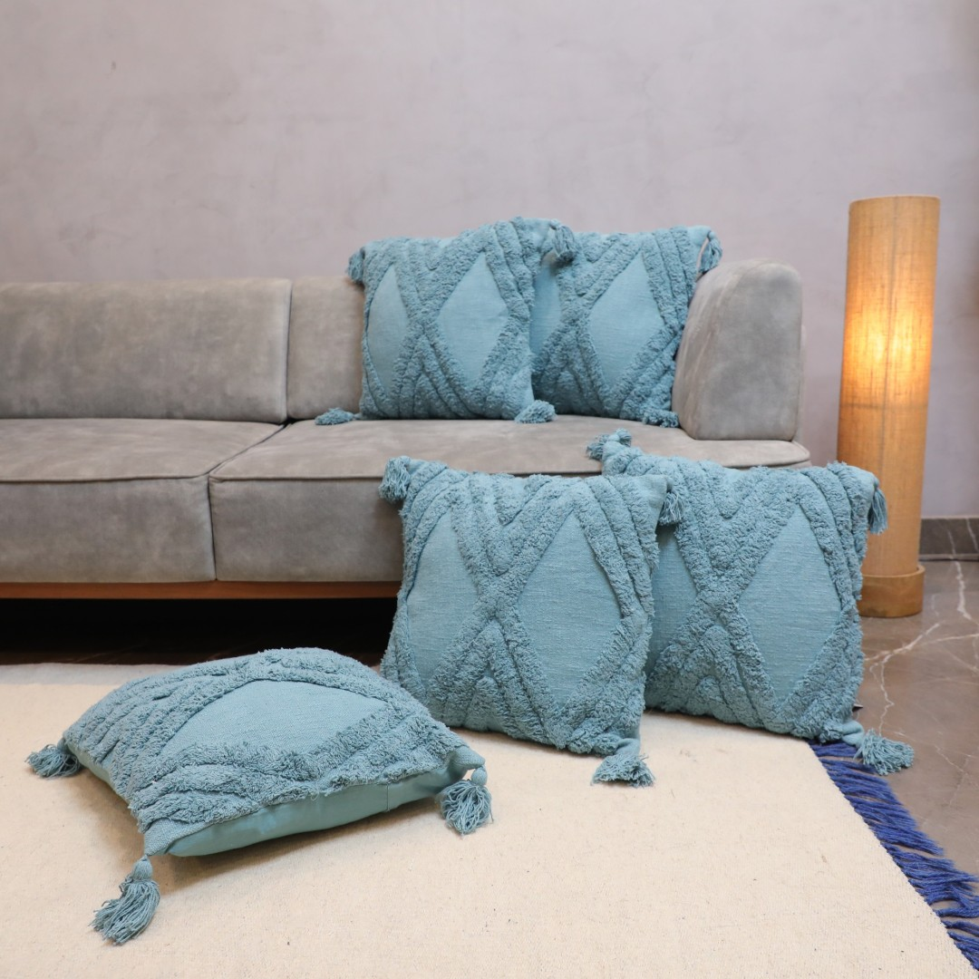 Ocean Breeze Tufted Cushion Cover