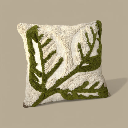 Olive Bloom Tufted Cushion Cover