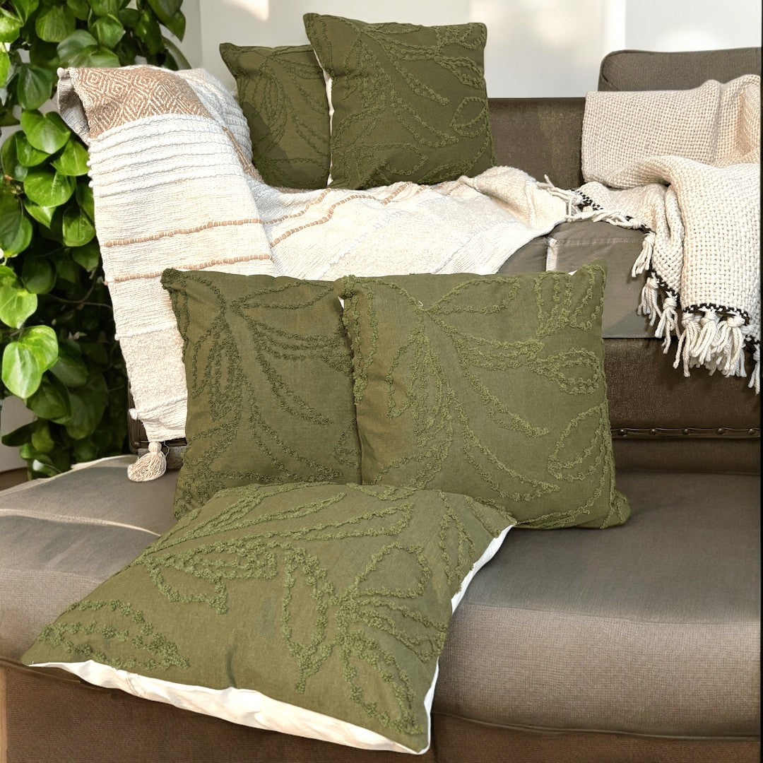 Olive Vine Tufted Cushion Cover