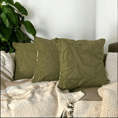 Olive Vine Tufted Cushion Cover