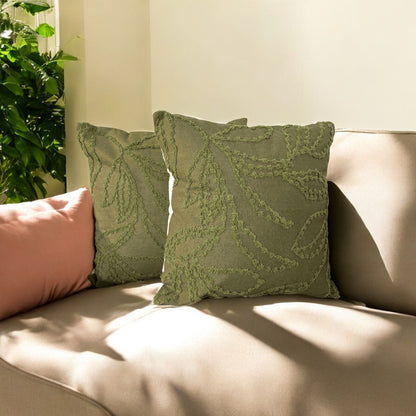 Olive Vine Tufted Cushion Cover