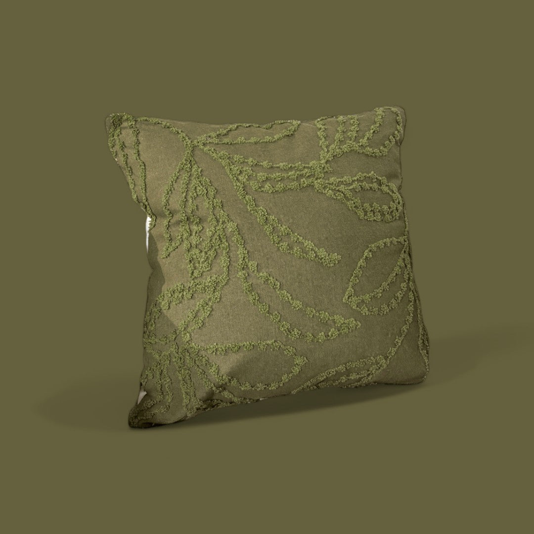 Olive Vine Tufted Cushion Cover