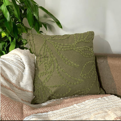 Olive Vine Tufted Cushion Cover