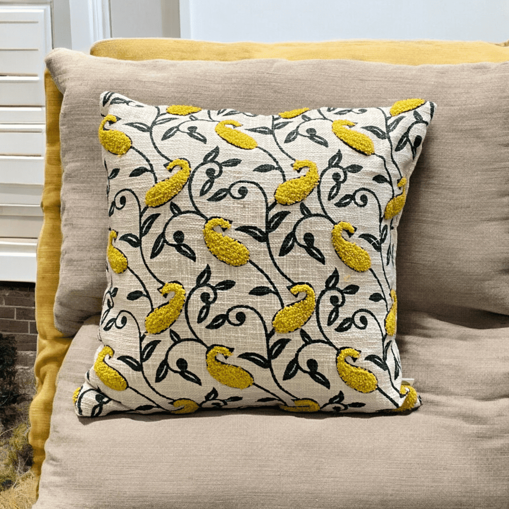 Paisley Vine Tufted Cushion Cover