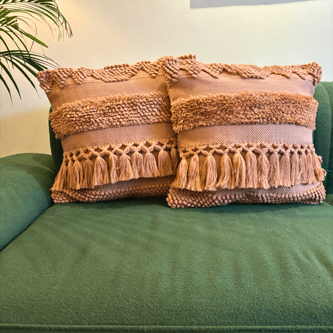 Peach Delight Tufted Cushion Cover