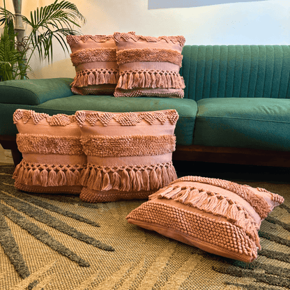 Peach Delight Tufted Cushion Cover - Set of 5