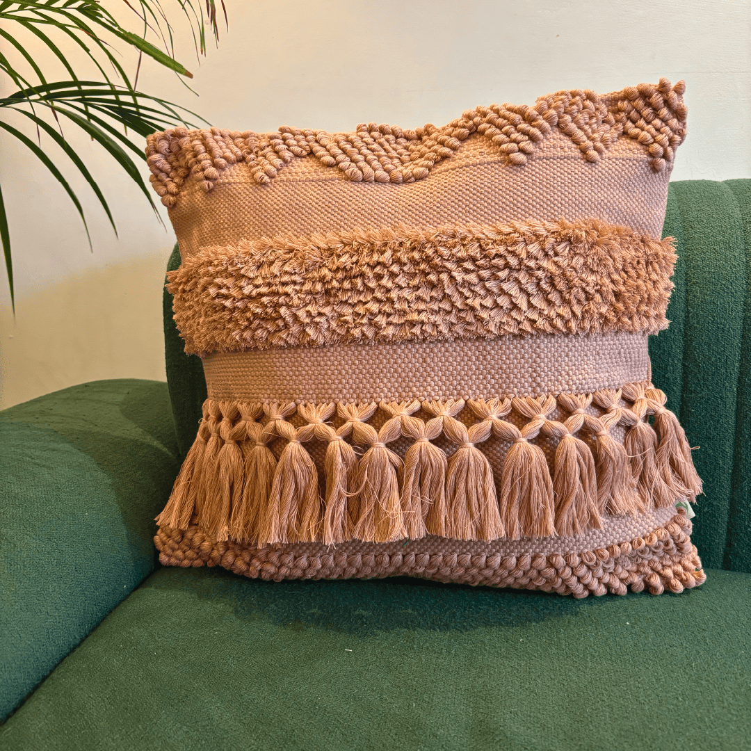 Peach Delight Tufted Cushion Cover