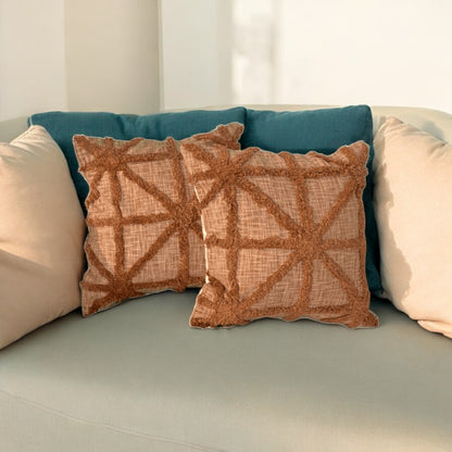 Rustic Crisscross Tufted Cushion Cover