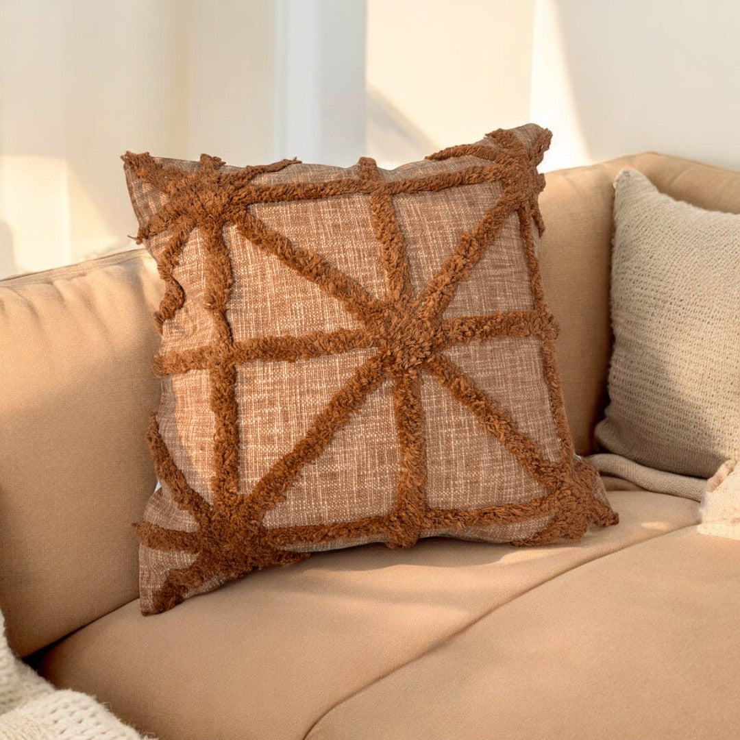 Rustic Crisscross Tufted Cushion Cover