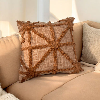 Rustic Crisscross Tufted Cushion Cover