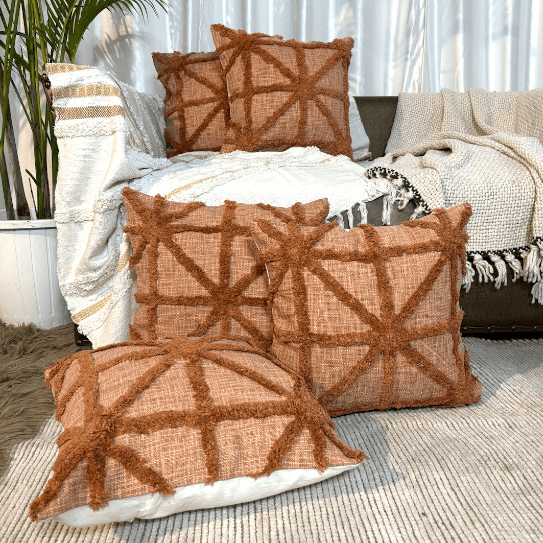 Rustic Crisscross Tufted Cushion Cover