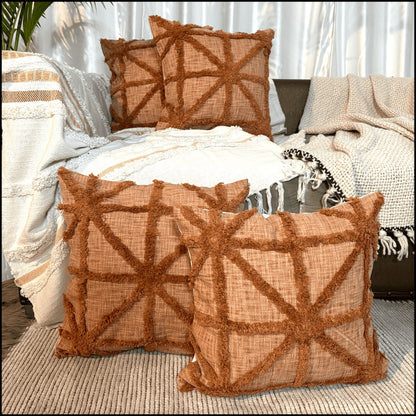 Rustic Crisscross Tufted Cushion Cover