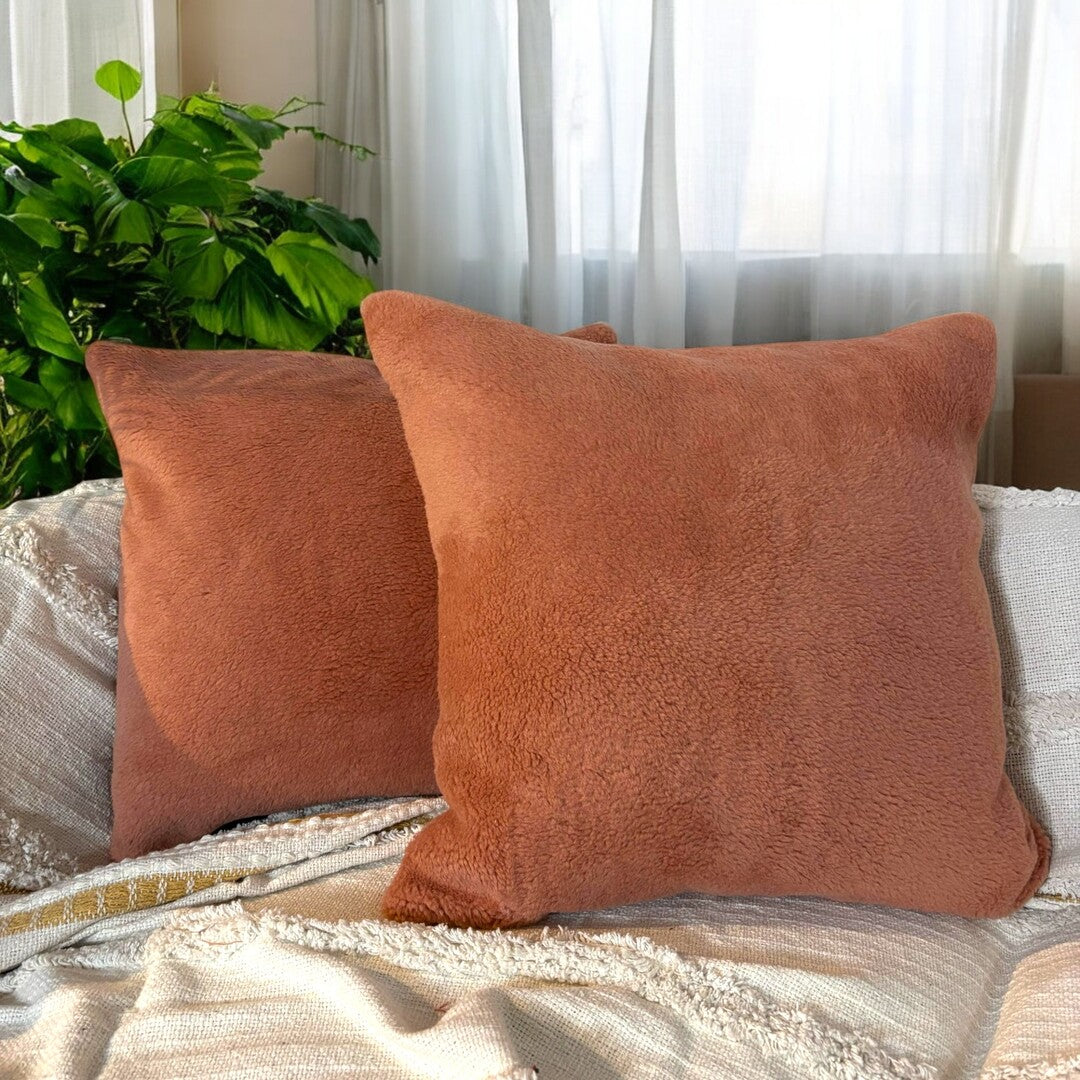 Rustic Ember Plush Tufted Cushion Cover