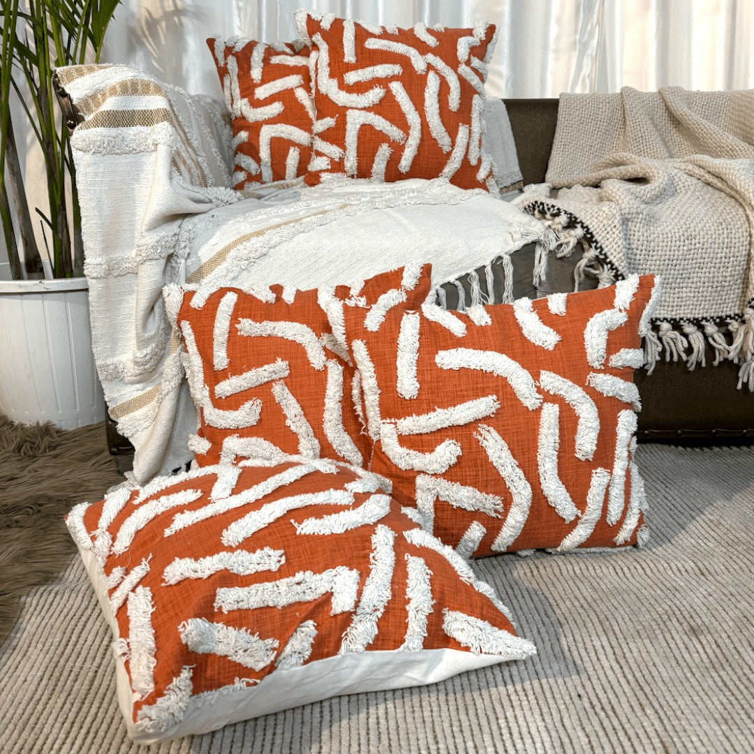 Rustic Waves Tufted Cushion Cover