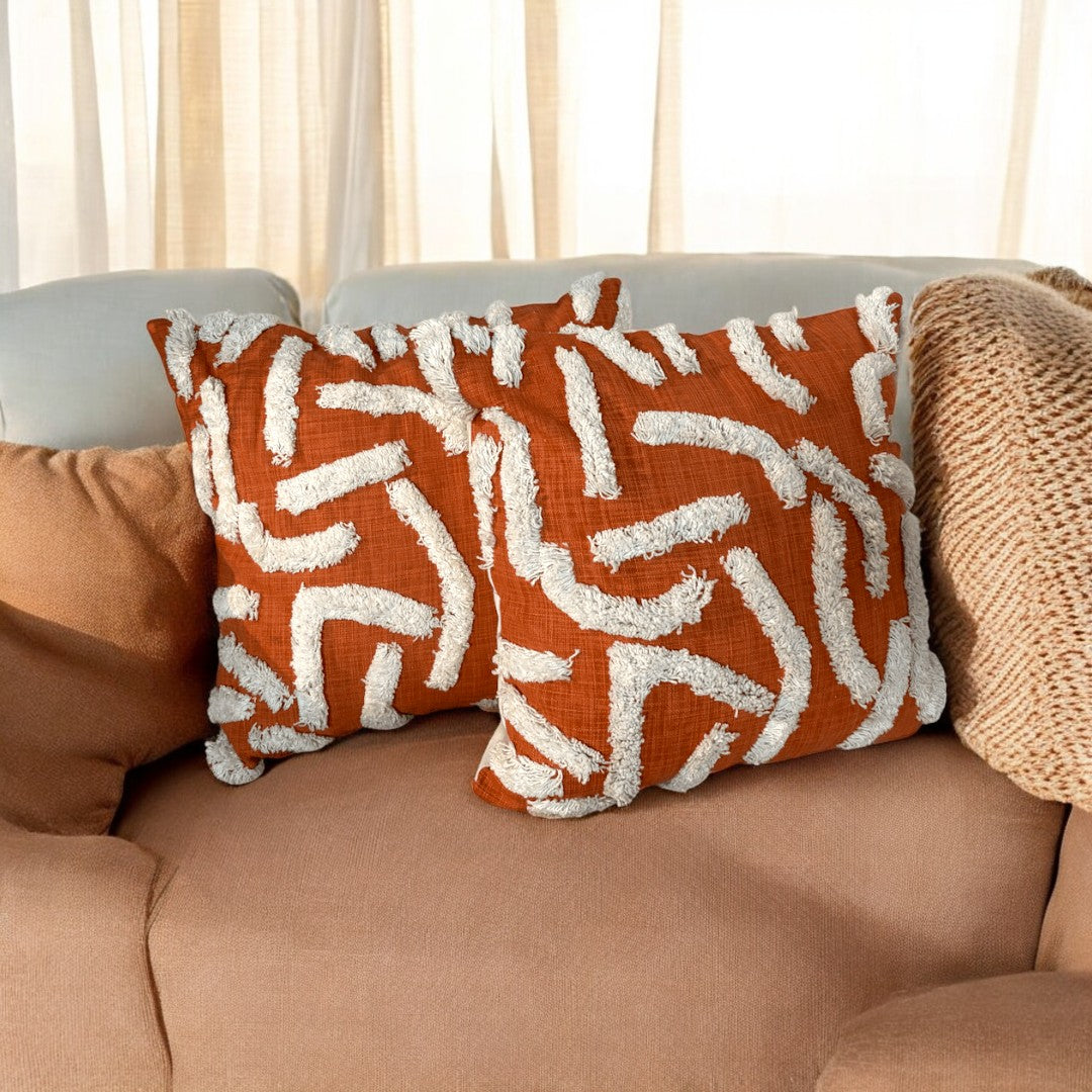 Rustic Waves Tufted Cushion Cover