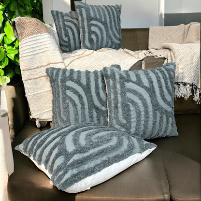 Sage Stripes Tufted Cushion Cover