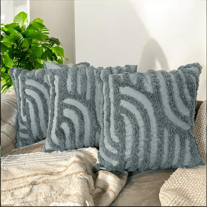 Sage Stripes Tufted Cushion Cover