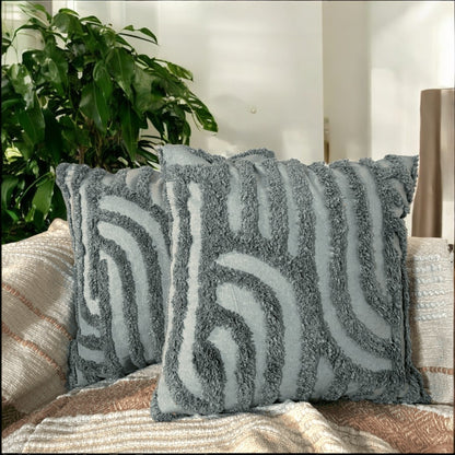 Sage Stripes Tufted Cushion Cover