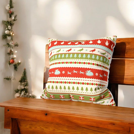 Santa's Sleigh Velvet Christmas Cushion Cover