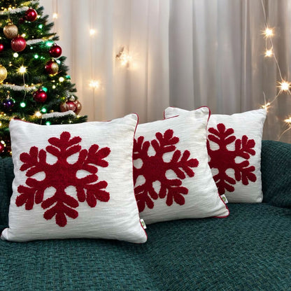 Snowflake Charm Tufted Christmas Cushion Cover