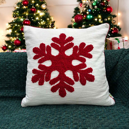 Snowflake Charm Tufted Christmas Cushion Cover