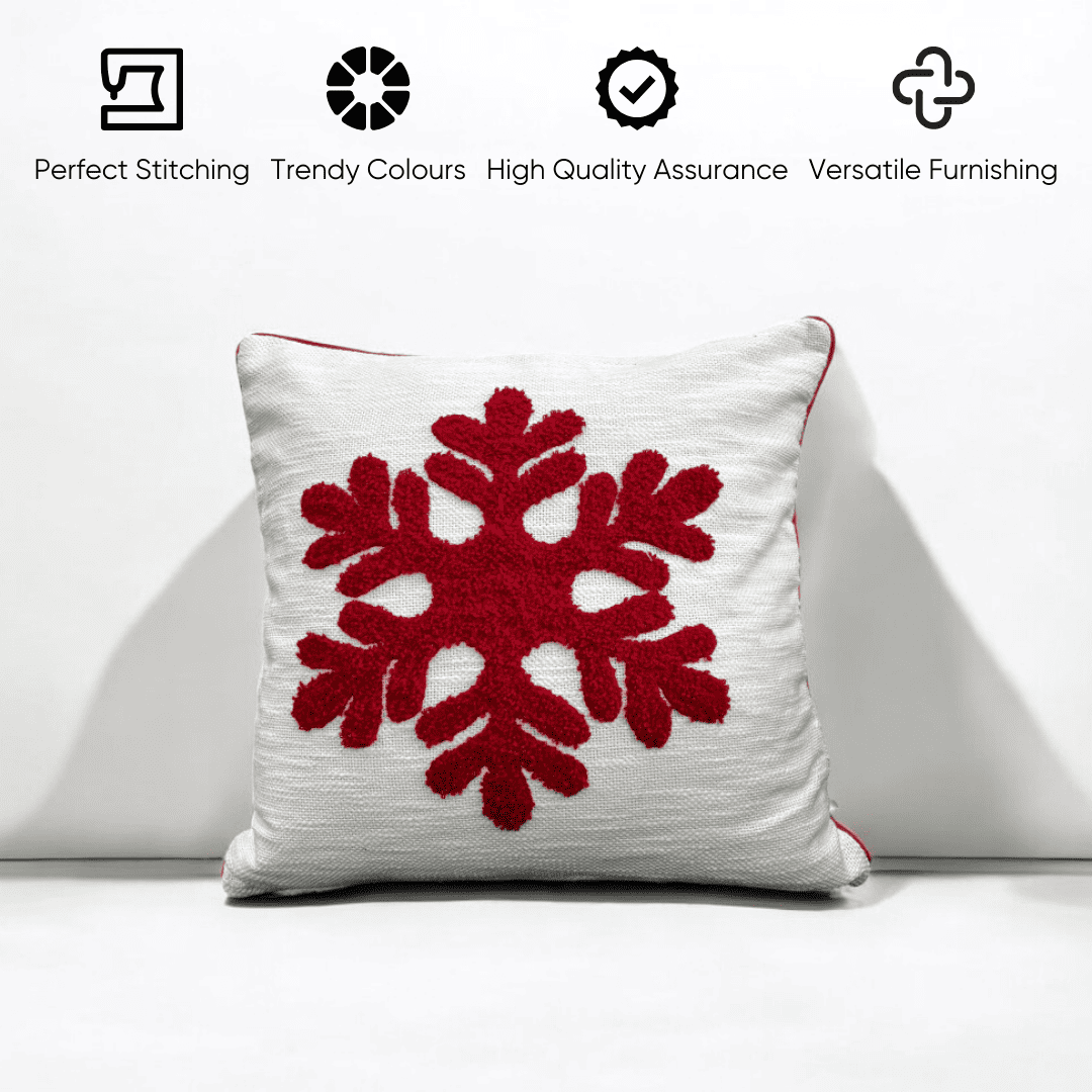 Snowflake Charm Tufted Christmas Cushion Cover