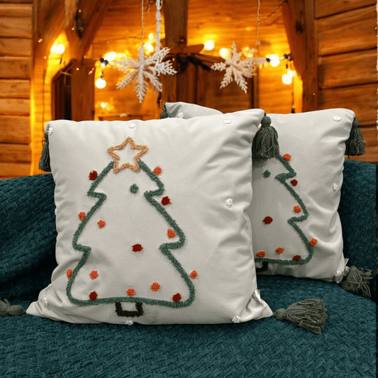 Starry Tree Tassel Christmas Cushion Cover