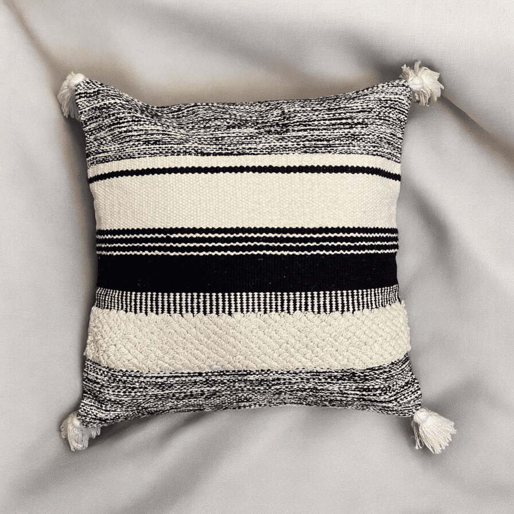 Striped Elegance Tufted Cushion Cover