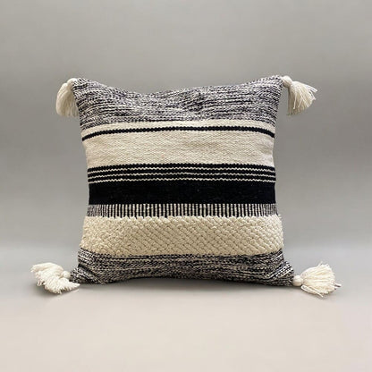 Striped Elegance Tufted Cushion Cover