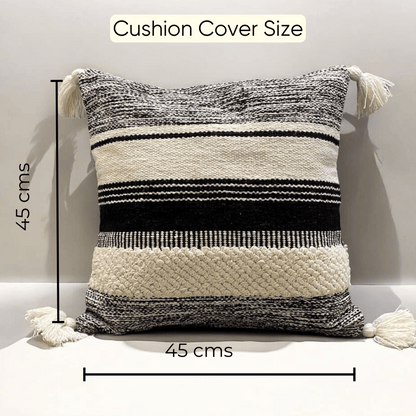 Striped Elegance Tufted Cushion Cover