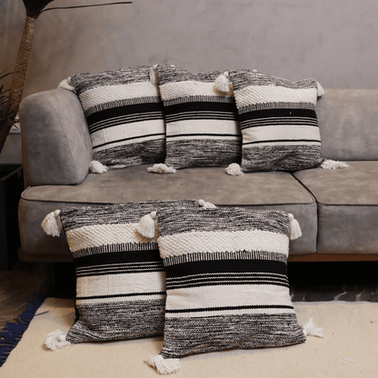 Striped Elegance Tufted Cushion Cover