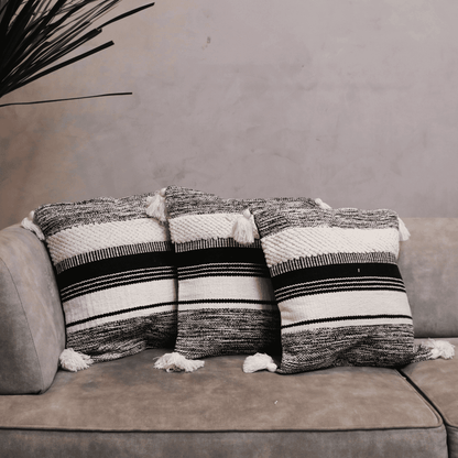 Striped Elegance Tufted Cushion Cover