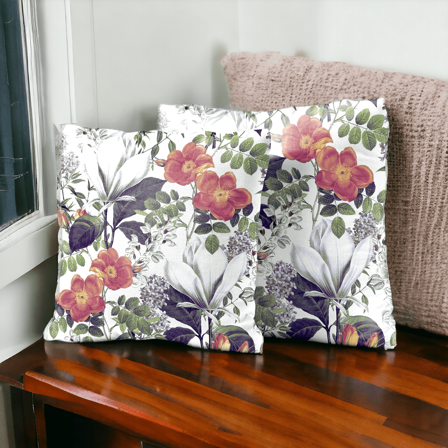 Sunlit Flora Velvet Cushion Cover - Set of 2